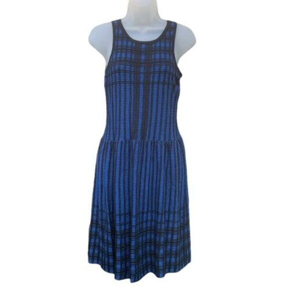 MARC NEW YORK ANDREW MARC Black & Blue Cotton Silk Textured Sleeveless Dress‎ S - Picture 3 of 11